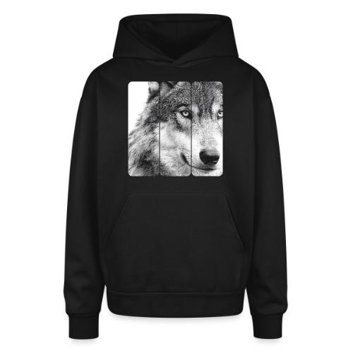 Wolf Face Triptych: Silent Alpha - Oversized Hooded Sweatshirt