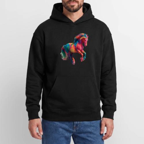 Colorful Paint Splatter Horse Art - Oversized Hooded Sweatshirt