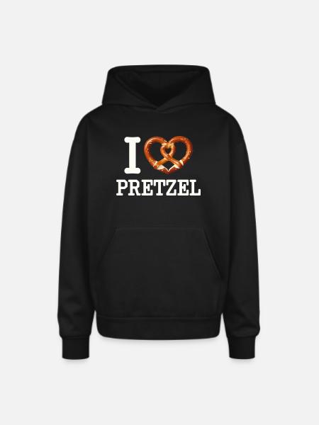 I Heart Pretzel - Oversized Hooded Sweatshirt - black