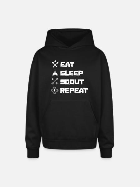 Eat Sleep Scout Repeat Scouting Hobby - Oversized Hooded Sweatshirt - black