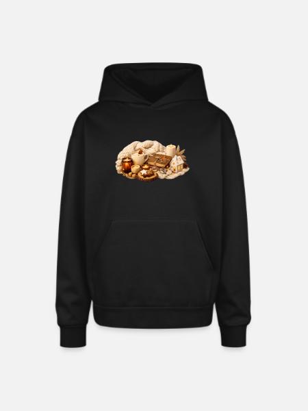 Cozy Rustic Hearth Night - Oversized Hooded Sweatshirt - black