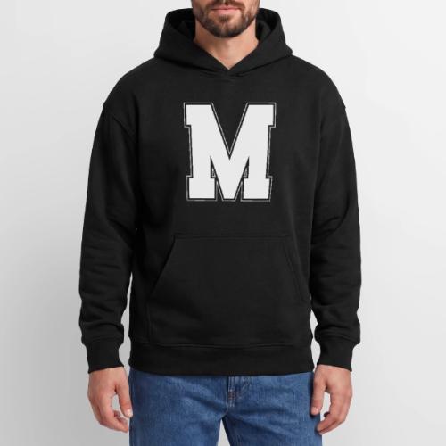 White Letter M – Varsity Alphabet Monogram - Oversized Hooded Sweatshirt