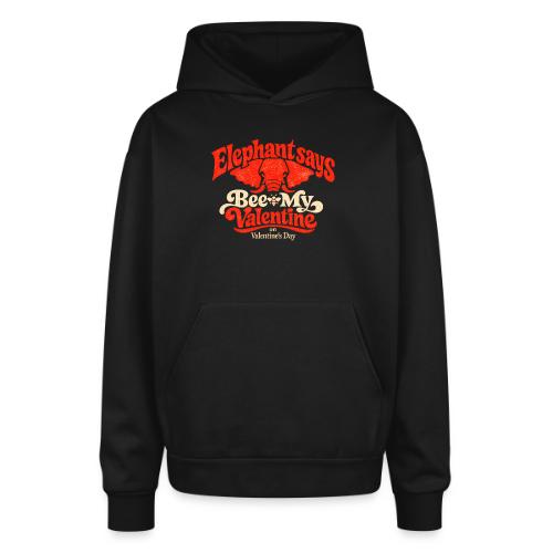 Retro Elephant Bee My Valentine Cute Couple - Oversized Hooded Sweatshirt