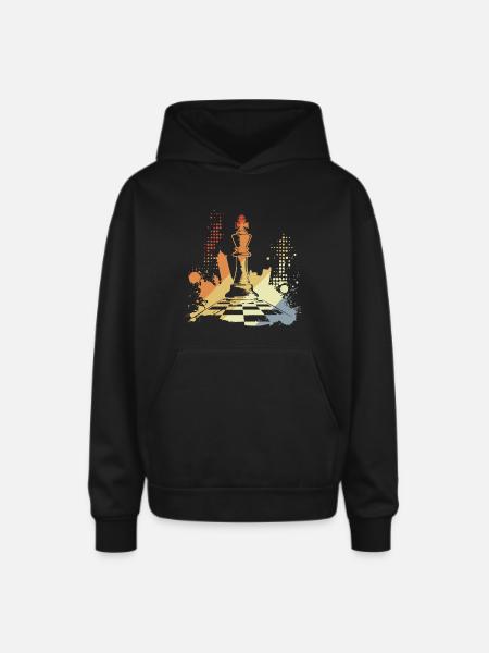 Chess Pieces - Oversized Hooded Sweatshirt - black