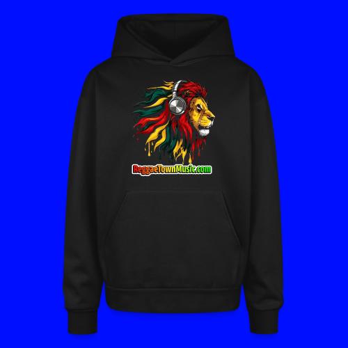 Reggae Music Radio Lion Head Soundwaves design - Oversized Hooded Sweatshirt
