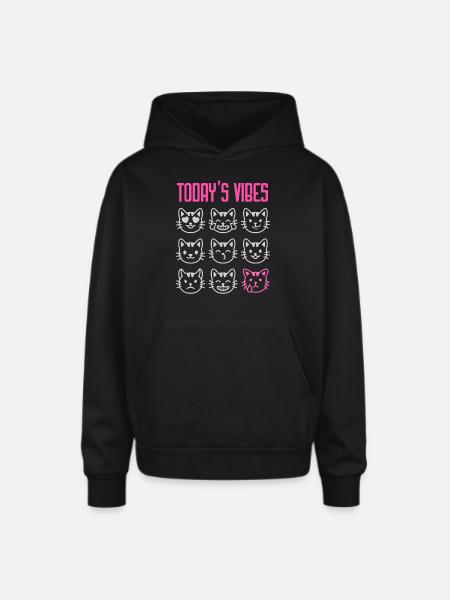Today's Vibe: Meh - Oversized Hooded Sweatshirt - black