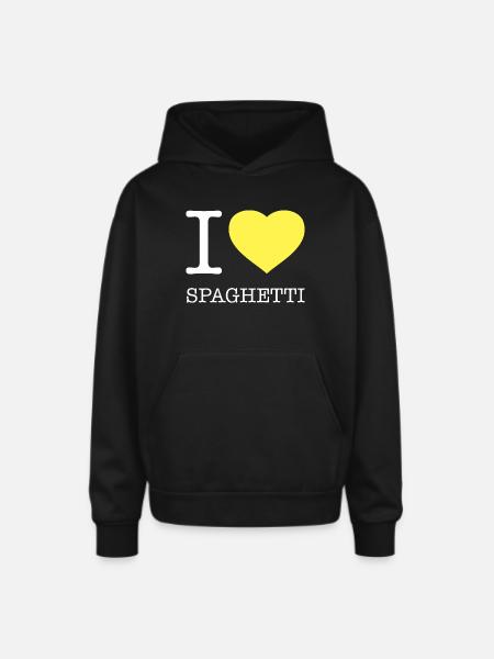 I LOVE SPAGHETTI - Oversized Hooded Sweatshirt - black