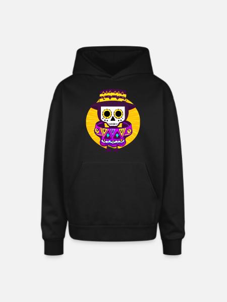 Mexican Skeleton - Oversized Hooded Sweatshirt - black