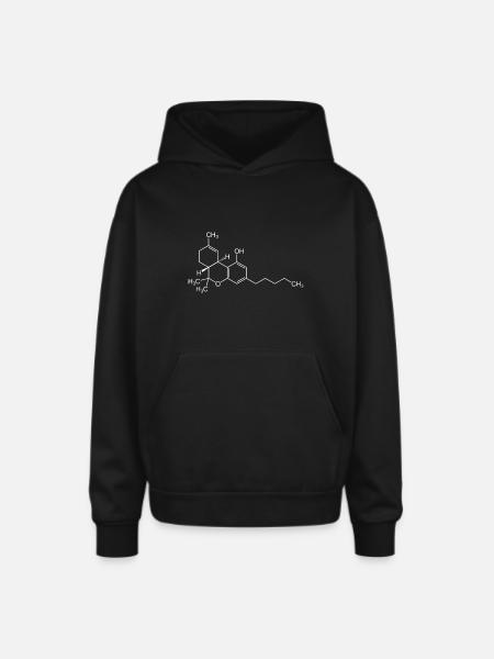 THC Cannabis Weed Chemical Symbol Science Geeky - Oversized Hooded Sweatshirt - black