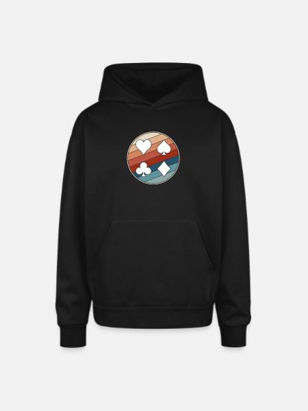 Playing Cards Suits - Oversized Hooded Sweatshirt - black