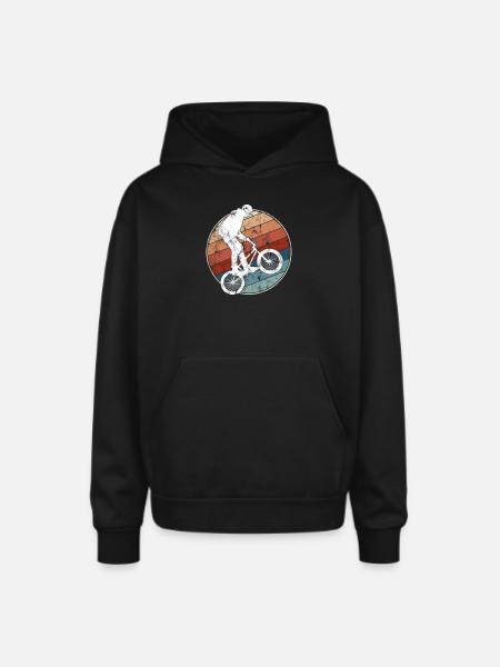 Retro BMX Rider - Oversized Hooded Sweatshirt - black
