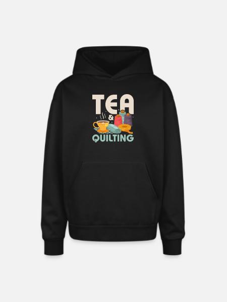 Tea & Quilting Sewing Quilter - Oversized Hooded Sweatshirt - black