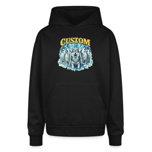 Custom Wolf Pack Howling Moon Vintage Wilderness - Oversized Hooded Sweatshirt