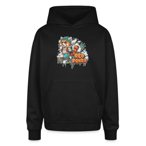 Red Panda Street Graffiti Vibes - Oversized Hooded Sweatshirt