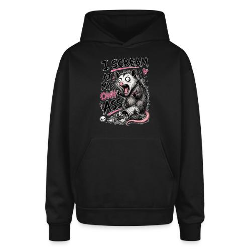 Funny Opossum Screaming Graphic Tee - Oversized Hooded Sweatshirt