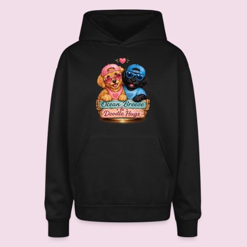 Ocean Breeze & Doodle Hugs - Oversized Hooded Sweatshirt