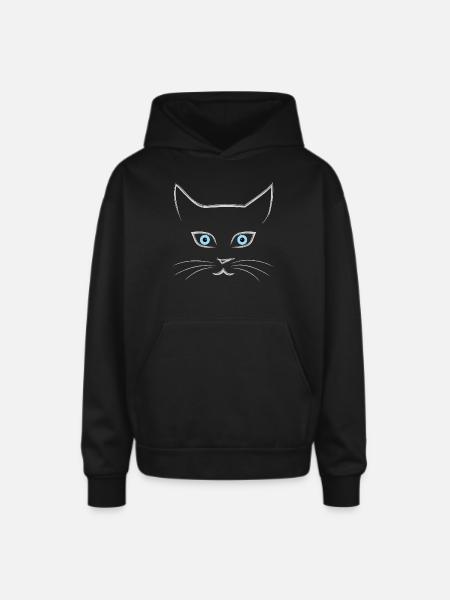 Cat's face - Oversized Hooded Sweatshirt - black