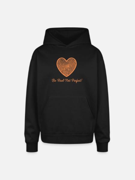 Fingerprint Heart Custom Design - Oversized Hooded Sweatshirt - black