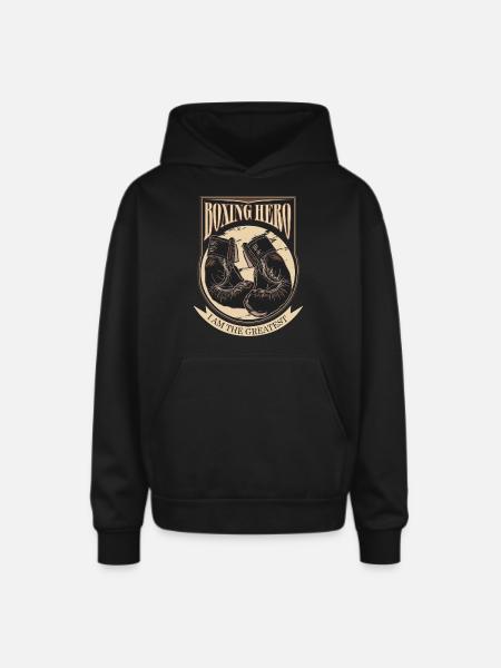 Boxing Hero - i am the greatest - Oversized Hooded Sweatshirt - black