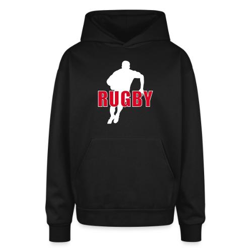 Bold Rugby Action Silhouette - Oversized Hooded Sweatshirt