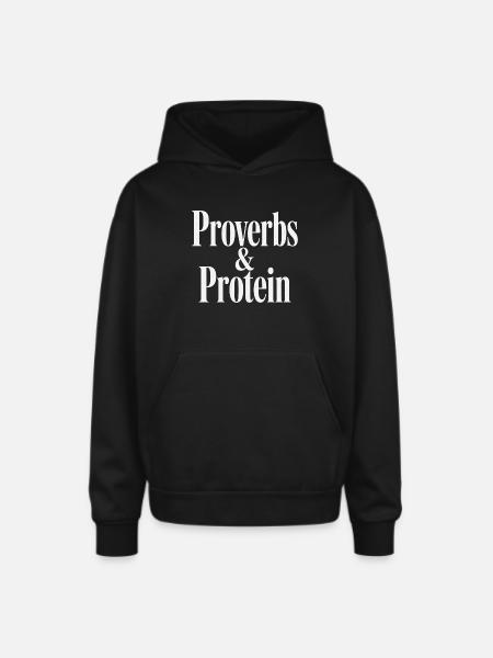 Proverbs & Protein - Oversized Hooded Sweatshirt - black