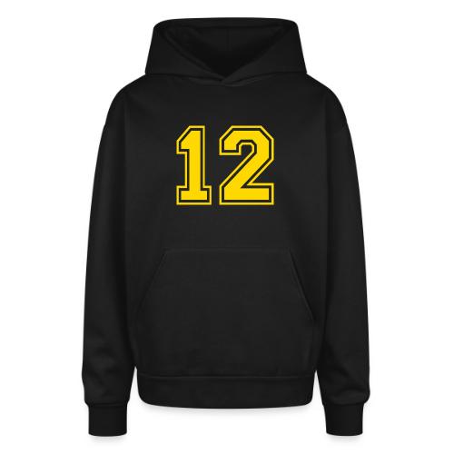 Number 12 in a classic athletic collegiate font - Oversized Hooded Sweatshirt