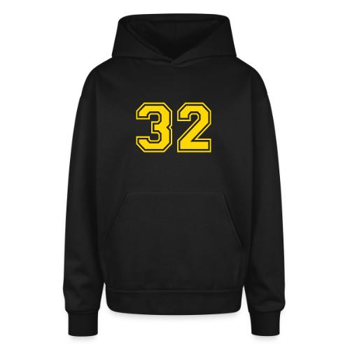 Number 32 in a classic athletic collegiate font - Oversized Hooded Sweatshirt