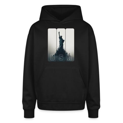USA: Liberty Rising Over Manhattan - Oversized Hooded Sweatshirt