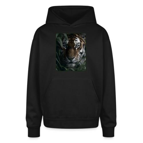 Tiger Jungle Eyes Wildlife Design - Oversized Hooded Sweatshirt