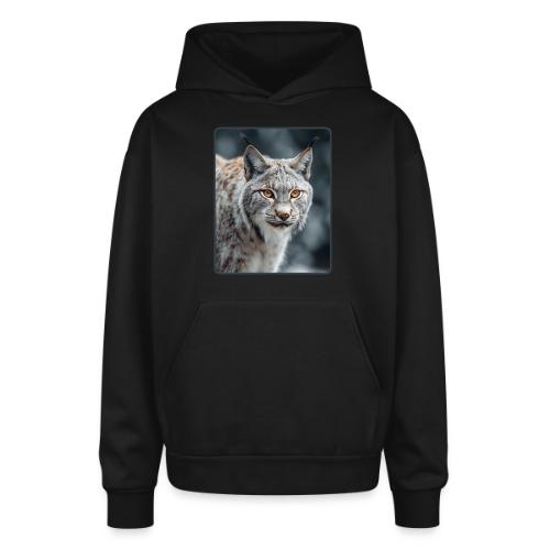 Lynx Portrait Piercing Eyes Design - Oversized Hooded Sweatshirt