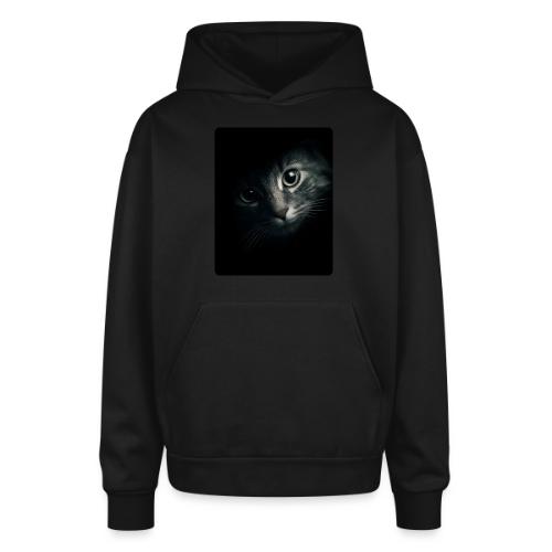 Cat Face in Shadow Close-Up Design - Oversized Hooded Sweatshirt
