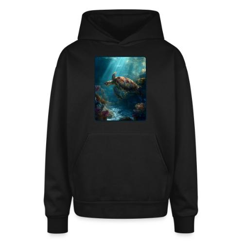 Sea Turtle Coral Reef Design - Oversized Hooded Sweatshirt