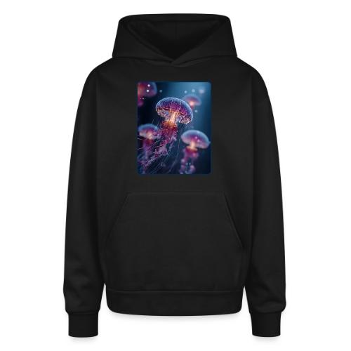 Glowing Jellyfish Deep Sea Design - Oversized Hooded Sweatshirt