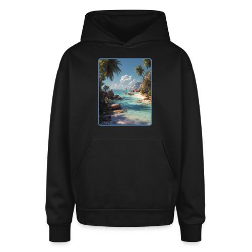 Tropical Island Paradise Ocean Design - Oversized Hooded Sweatshirt