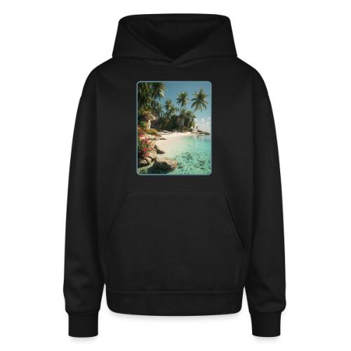 Serene Tropical Beach Floral Design - Oversized Hooded Sweatshirt