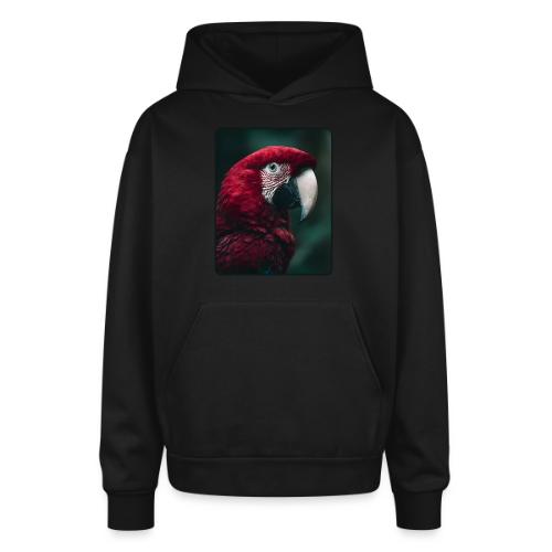 Red Green Macaw Bird Portrait Design - Oversized Hooded Sweatshirt