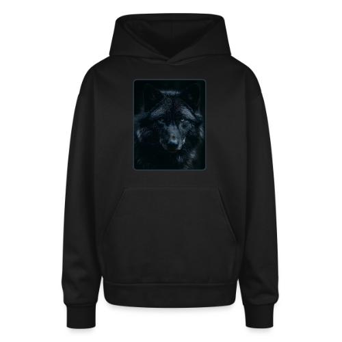 Black Wolf Intense Eyes Portrait Design - Oversized Hooded Sweatshirt