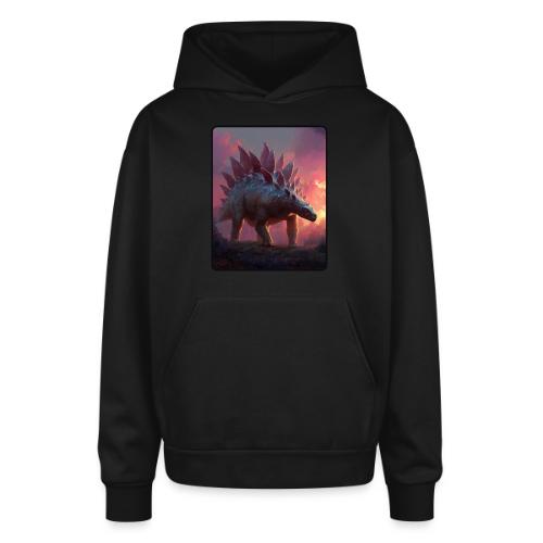 Stegosaurus Sunset Forest Design - Oversized Hooded Sweatshirt