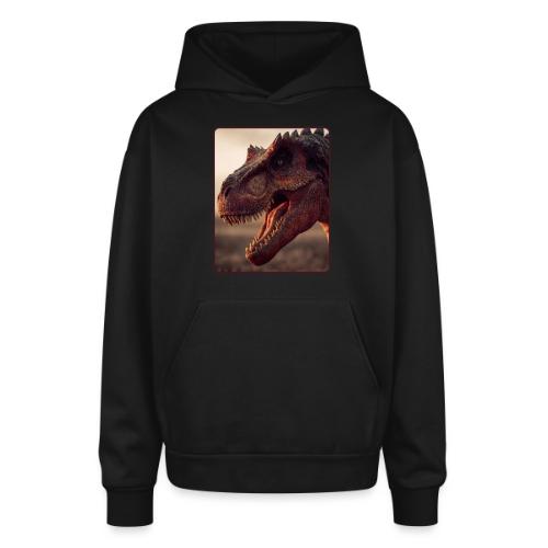 T Rex Roaring Close-Up Design - Oversized Hooded Sweatshirt