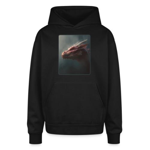 Red Dragon Fog Portrait Design - Oversized Hooded Sweatshirt