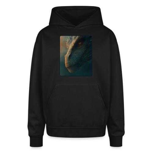 Golden Eye Dragon Close-Up Design - Oversized Hooded Sweatshirt