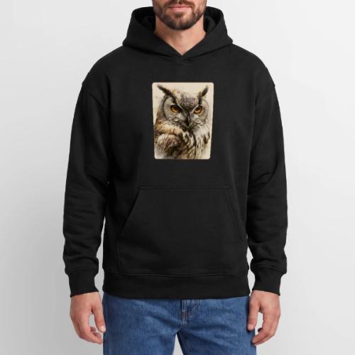 Great Horned Owl Watercolor Design - Oversized Hooded Sweatshirt