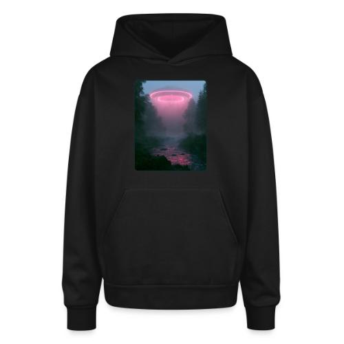 Neon UFO Forest River Design - Oversized Hooded Sweatshirt
