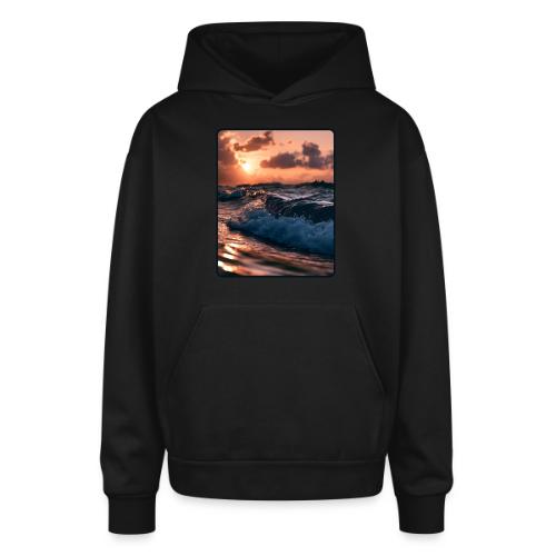 Golden Sunset Ocean Wave - Oversized Hooded Sweatshirt