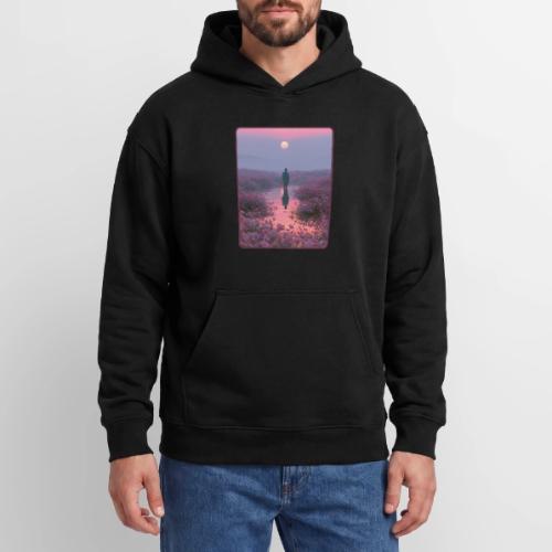 Ethereal Sunset Flower Field Art - Oversized Hooded Sweatshirt