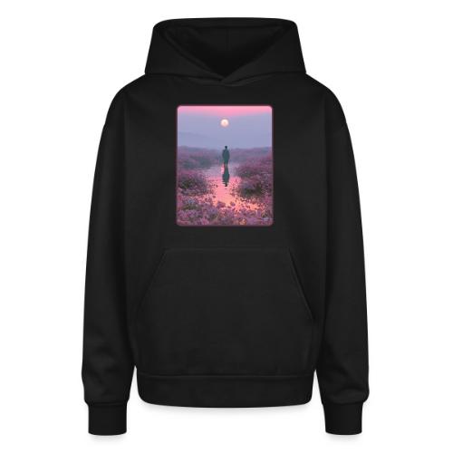 Ethereal Sunset Flower Field Art - Oversized Hooded Sweatshirt