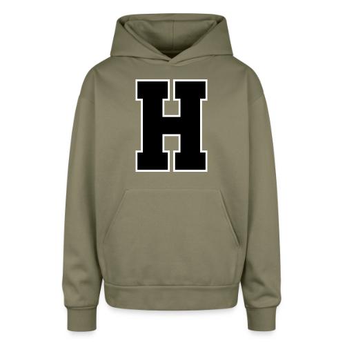 Varsity Letter H Athletic Font Design - Oversized Hooded Sweatshirt