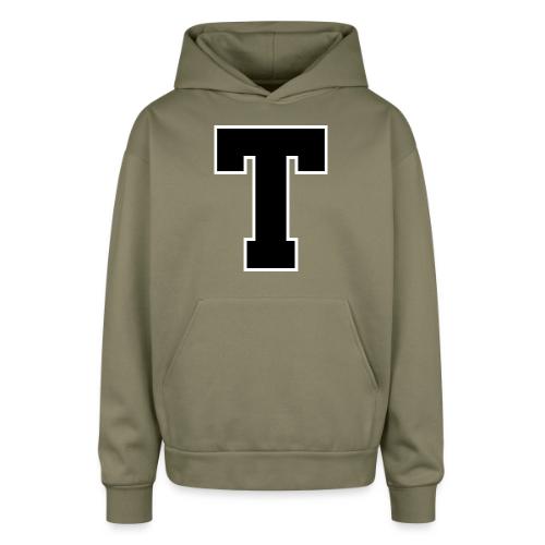 Varsity Letter T Athletic Font Design - Oversized Hooded Sweatshirt