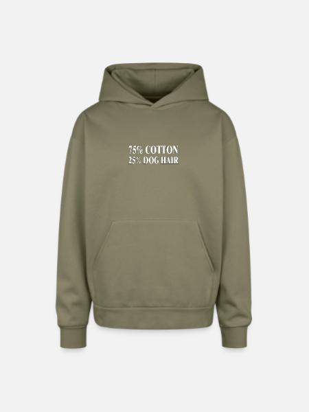 Dog Hair Cotton Blend Tee - Oversized Hooded Sweatshirt - olive
