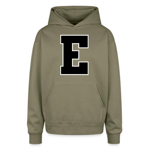 Varsity Letter E Collegiate Font Graphic - Oversized Hooded Sweatshirt
